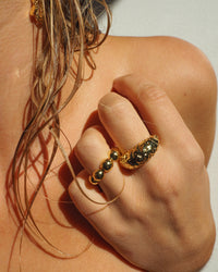 Oversized Ball Chain Ring- Gold View 5
