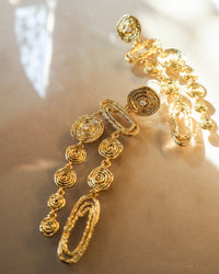 Molten Disc Statement Earrings- Gold View 3