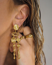 Molten Disc Statement Earrings- Gold view 2