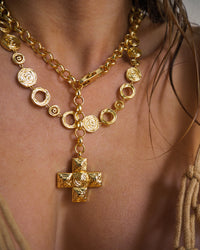 Rosette Coil Link Necklace- Gold view 2