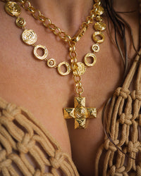 Rosette Coil Link Necklace- Gold View 4
