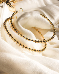 Pave Ball Chain Hoops- Silver View 3