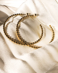 Pave Ball Chain Hoops- Gold view 2