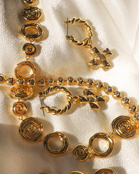Molten Cross Twisted Hoops- Gold View 5