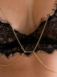 Rosette Chain Bra- Gold