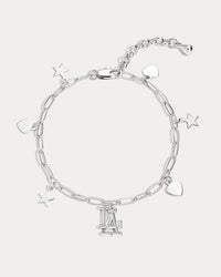 The MLB Star + Hearts Logo Charm Bracelet- Gold