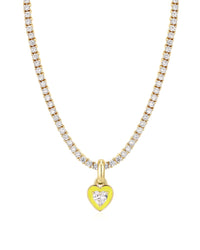 Mini Ballier Necklace with Heart Charm- Neon Yellow- Gold View 1