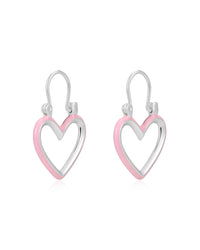 Mini Heartbreaker Hoops- Baby Pink- Silver View 1