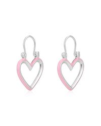 Mini Heartbreaker Hoops- Baby Pink- Silver