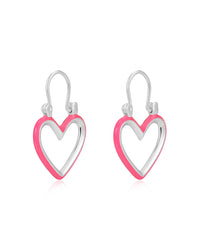 Mini Heartbreaker Hoops- Hot Pink- Silver