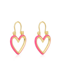 Mini Heartbreaker Hoops- Hot Pink- Gold View 1