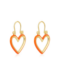Mini Heartbreaker Hoops- Neon Orange- Gold View 1