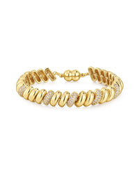 Pave Ridged Marbella Bracelet- Gold View 1