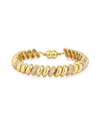 Pave Ridged Marbella Bracelet- Gold