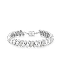 Pave Ridged Marbella Bracelet- Silver
