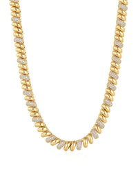 Pave Ridged Marbella Necklace- Gold View 1