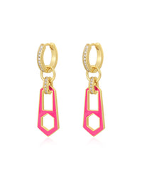 Mini Zipper Huggies- Hot Pink- Gold View 1