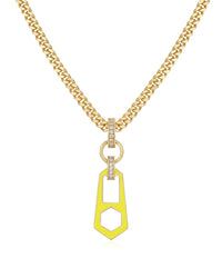 Mini Zipper Pendant Necklace- Neon Yellow- Gold View 1