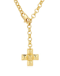 Molten Cross Pendant Necklace- Gold View 1