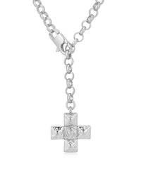 Molten Cross Pendant Necklace- Silver View 1