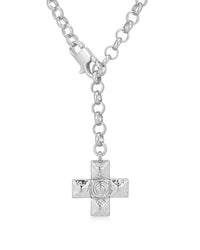 Molten Cross Pendant Necklace- Silver View 1