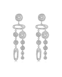 Molten Disc Statement Earrings- Silver View 1