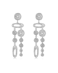 Molten Disc Statement Earrings- Silver View 1