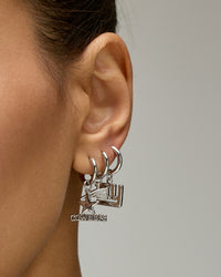 The NFL Logo Charm Hoops- Silver view 2