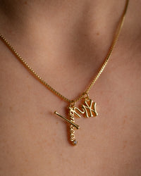 Luv Aj MLB Layered Nameplate Charm Necklace on Model View 4