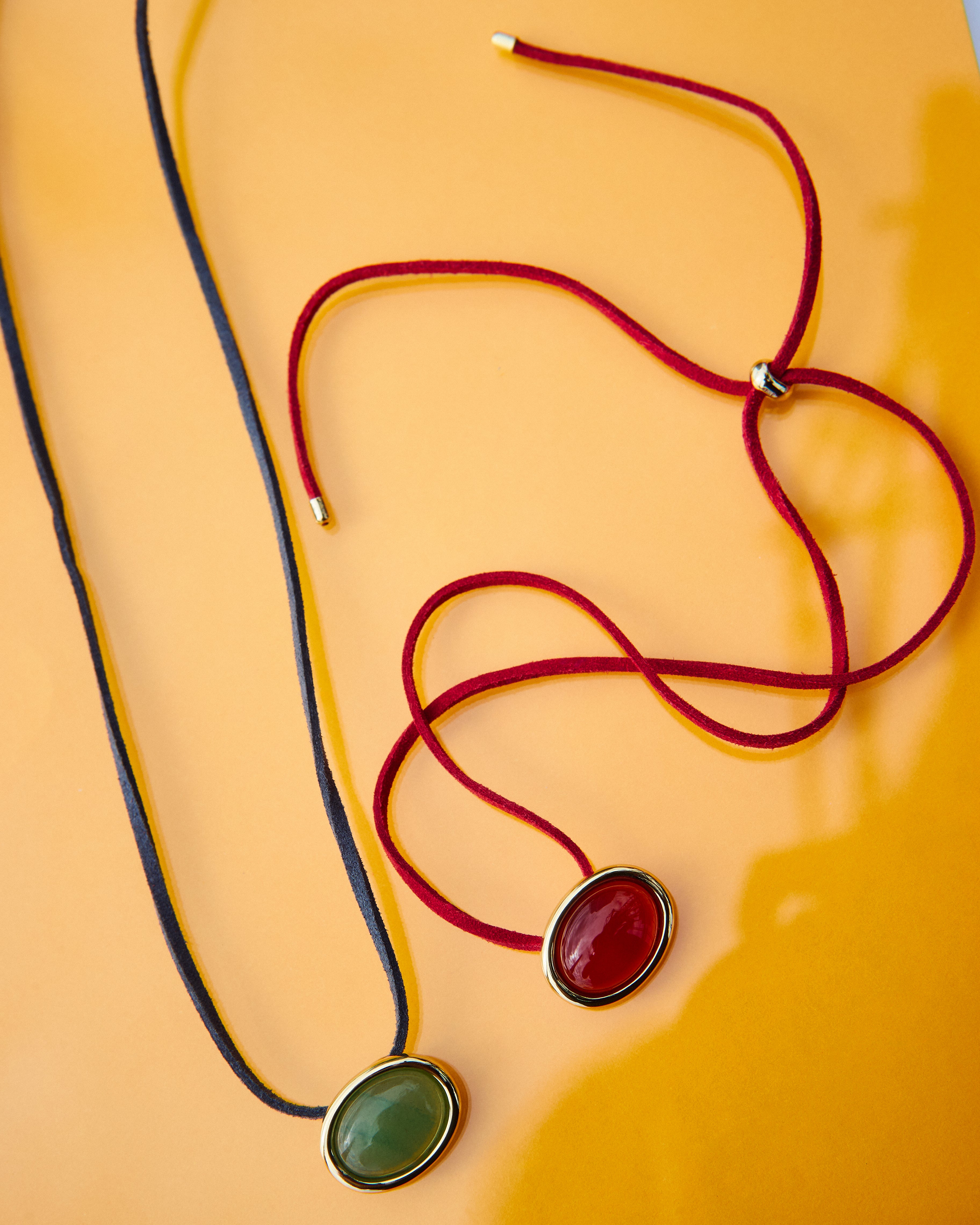Sunset Stone Cord Necklace- Green | Luv Aj