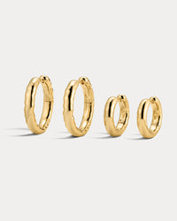 The Liquid Metal Hoops Set in Gold View 1