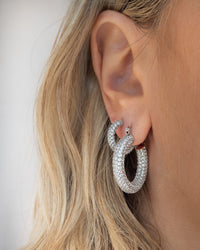 Pave Baby Amalfi Hoops- Gold view 2
