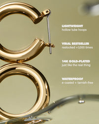 Baby Amalfi Tube Hoops- Gold View 6