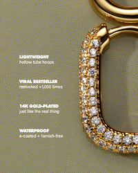 Pave Chain Link Huggies- Gold (Ships Late October) View 5