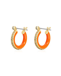 Pave Amalfi Huggies- Neon Orange- Gold View 1