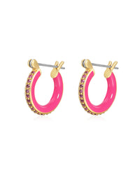 Pave Amalfi Huggies- Hot Pink- Gold