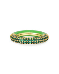 Pave Amalfi Ring- Bright Green- Gold View 1