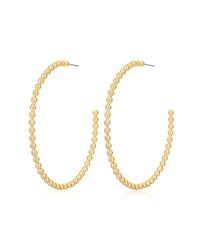 Pave Ball Chain Hoops- Gold View 1