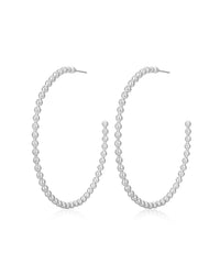 Pave Ball Chain Hoops- Silver View 1