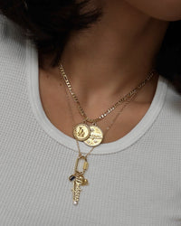 The MLB Double Coin Logo Necklace- Silver view 2
