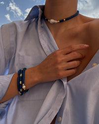 The Seville Pearl Bracelet Set- Navy View 4