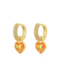 Puffy Heart Huggies- Neon Orange- Gold View 1