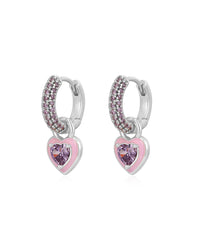 Puffy Heart Huggies- Pink- Silver View 1