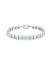 Pyramid Stud Tennis Bracelet- Baby Blue- Silver View 1