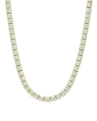 Pyramid Stud Tennis Necklace- Baby Blue- Gold View 1