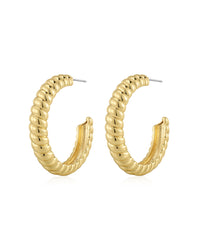 XL Ridged Hoops- Gold View 1