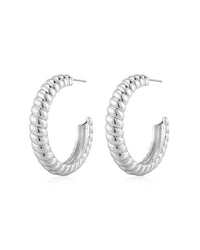 XL Ridged Hoops- Silver View 1