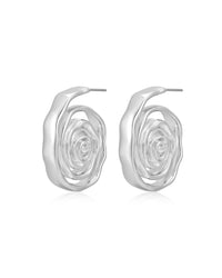 Rosette Coil Earrings- Silver View 1