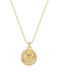 Rosette Coil Pendant Necklace- Gold