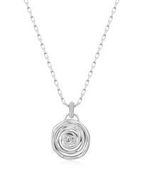 Rosette Coil Pendant Necklace- Silver View 1